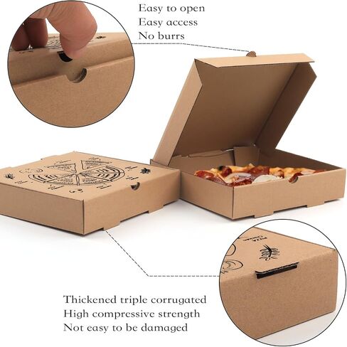 Lainrrew Pizza Boxes,15 Pack Kraft Pizza Boxes Corrugated Pizza Boxes, Pizza Takeout Boxes Food Delivery Boxes,Gift Packing Boxes Takeaway Mailing Shipping Storage Boxes,7.3x7.3x1.6 (Black) in Saudi Arabia