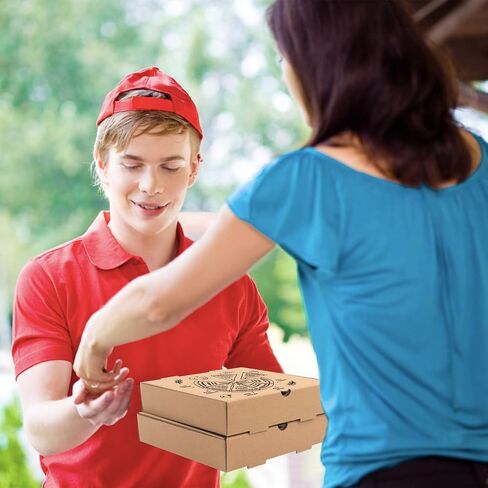 Lainrrew Pizza Boxes,15 Pack Kraft Pizza Boxes Corrugated Pizza Boxes, Pizza Takeout Boxes Food Delivery Boxes,Gift Packing Boxes Takeaway Mailing Shipping Storage Boxes,7.3x7.3x1.6 (Black) in Saudi Arabia