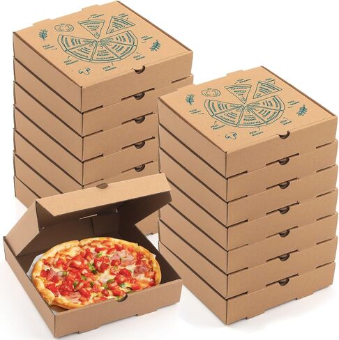 Lainrrew Pizza Boxes,15 Pack Kraft Pizza Boxes Corrugated Pizza Boxes, Pizza Takeout Boxes Food Delivery Boxes,Gift Packing Boxes Takeaway Mailing Shipping Storage Boxes,7.3x7.3x1.6 (Black) in Saudi Arabia