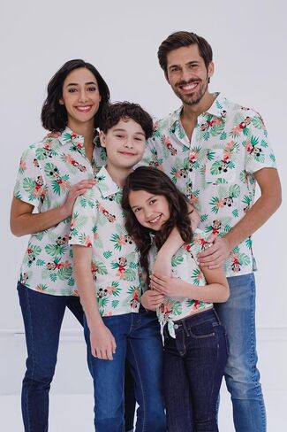 Disney Mickey Mouse Minnie Mouse Hawaiian Matching Family Hawaiian Button Down Shirt Adult in Saudi Arabia