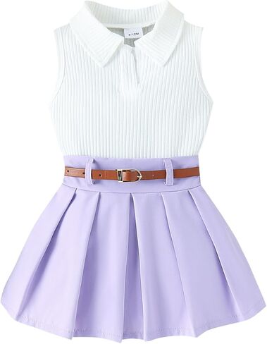 Fernvia Toddler Baby Girl Summer Clothes 1T 2T 3T 4T Ribbed Knit Tops Mini Skirts Set 2Pcs Outfits in Saudi Arabia