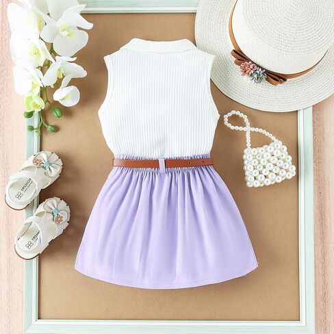 Fernvia Toddler Baby Girl Summer Clothes 1T 2T 3T 4T Ribbed Knit Tops Mini Skirts Set 2Pcs Outfits in Saudi Arabia