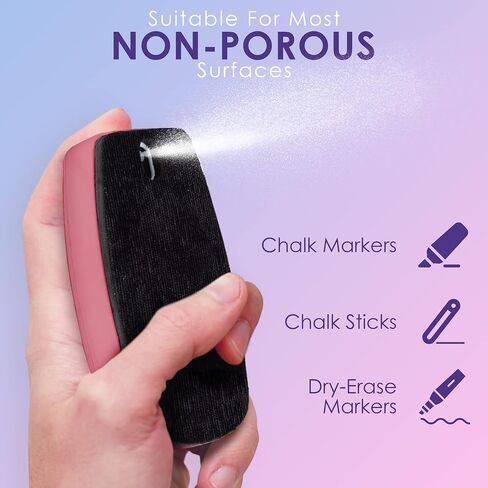 Loddie Doddie Chalkboard Cleaner Spray & Magnetic Eraser All-in-One Kit - Removes Liquid Chalk Marker & Ink from Chalk Board, Whiteboard, Dry Erase Marker Board - Dry Erase Cleaner - Chalkboard Eraser in Saudi Arabia