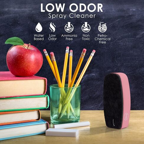 Loddie Doddie Chalkboard Cleaner Spray & Magnetic Eraser All-in-One Kit - Removes Liquid Chalk Marker & Ink from Chalk Board, Whiteboard, Dry Erase Marker Board - Dry Erase Cleaner - Chalkboard Eraser in Saudi Arabia