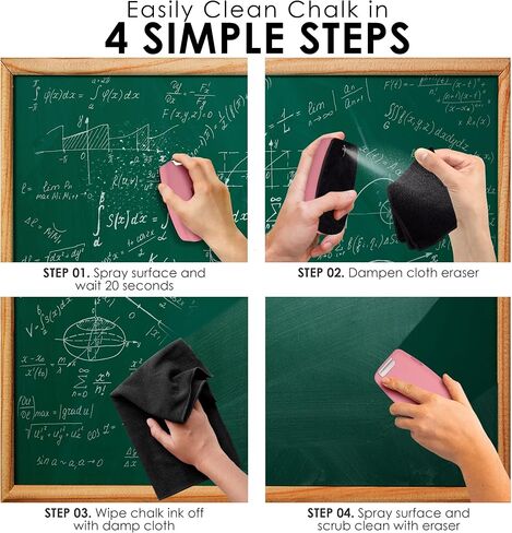Loddie Doddie Chalkboard Cleaner Spray & Magnetic Eraser All-in-One Kit - Removes Liquid Chalk Marker & Ink from Chalk Board, Whiteboard, Dry Erase Marker Board - Dry Erase Cleaner - Chalkboard Eraser in Saudi Arabia