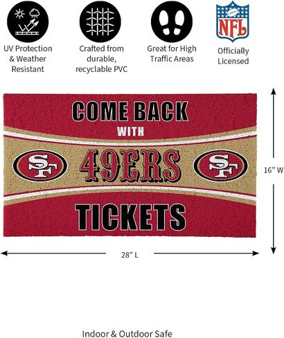 Team Sports America NFL San Francisco 49ers | Indoor and Outdoor Entryway | 28 x 16 Inches | Non Slip Back | Welcome Floor Mats | Muddy Dog Paws | Front Door Entrance Home Décor in Saudi Arabia