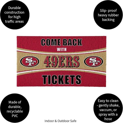 Team Sports America NFL San Francisco 49ers | Indoor and Outdoor Entryway | 28 x 16 Inches | Non Slip Back | Welcome Floor Mats | Muddy Dog Paws | Front Door Entrance Home Décor in Saudi Arabia