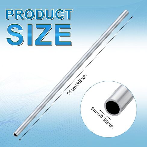 Blulu 12 Pcs Round Aluminum Tube 36 Inches Long Seamless Aluminum Tubing Metal Straight Pipe Industrial Metal Tubing for Home DIY Craft Model (0.24 Inch Od) in Saudi Arabia