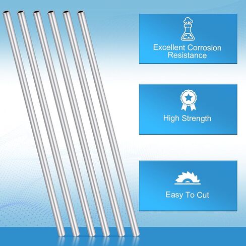 Blulu 12 Pcs Round Aluminum Tube 36 Inches Long Seamless Aluminum Tubing Metal Straight Pipe Industrial Metal Tubing for Home DIY Craft Model (0.24 Inch Od) in Saudi Arabia