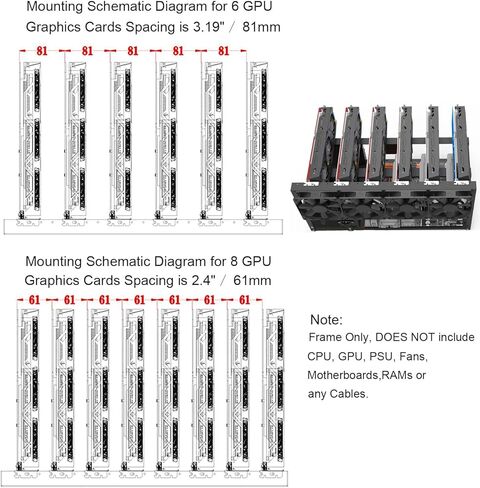 إطار جهاز تعدين Toprema لـ 12 وحدة معالجة الرسومات من الفولاذ في الهواء الطلق حامل جهاز تعدين للعملات المشفرة Bitcoin ETH Ethereum ZCash أدوات ملحقات التعدين - الإطار فقط in Kuwait