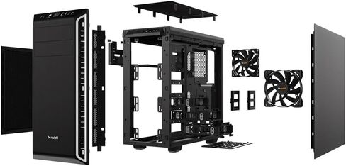 كن هادئاً! حافظة كمبيوتر Pure Base 600 ATX Midi Tower| 2 أجنحة صامتة مثبتة مسبقًا، 2 مروحتين | فضة | BG022 in Kuwait