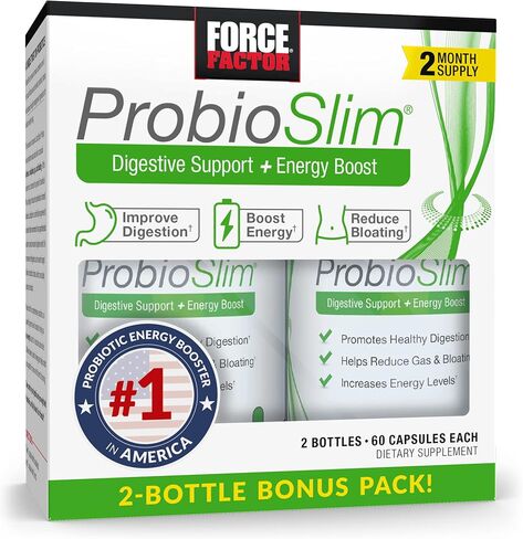 FORCE FACTOR ProbioSlim Probiotic Supplement for Women and Men with Probiotics and Green Tea Extract, Reduce Gas, Bloating, Constipation, Support Digestive and Gut Health, 120 Capsules (Twin Pack) in Saudi Arabia