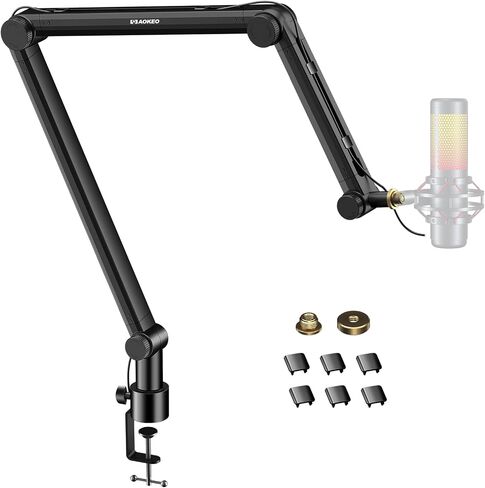 Microphone Arm,Aokeo AK-49 Adjustable Compact Mic Suspension Boom Scissor Arm Stand For Blue Yeti,Snowball iCE, HyperX QuadCast,SoloCast,Elgato Wave,Etc in Saudi Arabia