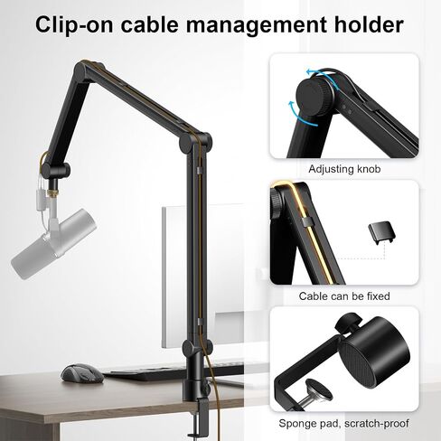 Microphone Arm,Aokeo AK-49 Adjustable Compact Mic Suspension Boom Scissor Arm Stand For Blue Yeti,Snowball iCE, HyperX QuadCast,SoloCast,Elgato Wave,Etc in Saudi Arabia