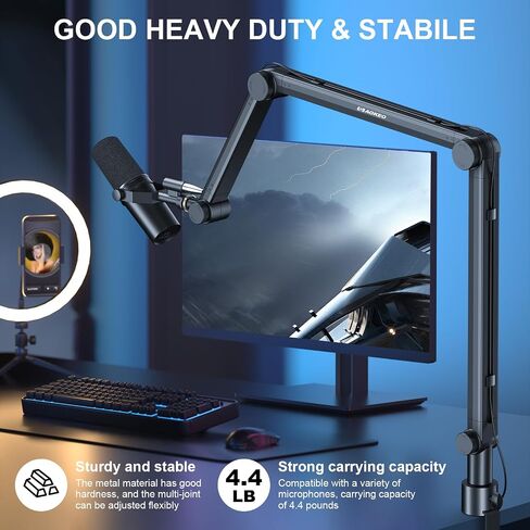 Microphone Arm,Aokeo AK-49 Adjustable Compact Mic Suspension Boom Scissor Arm Stand For Blue Yeti,Snowball iCE, HyperX QuadCast,SoloCast,Elgato Wave,Etc in Saudi Arabia