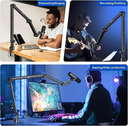 Microphone Arm,Aokeo AK-49 Adjustable Compact Mic Suspension Boom Scissor Arm Stand For Blue Yeti,Snowball iCE, HyperX QuadCast,SoloCast,Elgato Wave,Etc in Saudi Arabia
