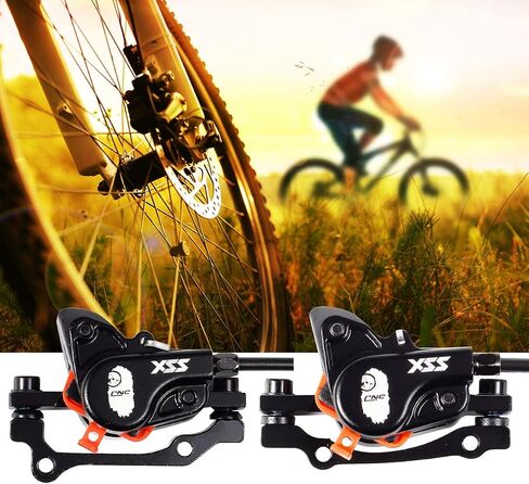 مجموعة فرامل قرص هيدروليكي CNC MTB، فرامل قرصية هيدروليكية للدراجة الجبلية الأمامية اليمنى 800 مم والخلفي الأيسر 1450 مم فرامل هيدروليكية، أسود/أحمر in Kuwait