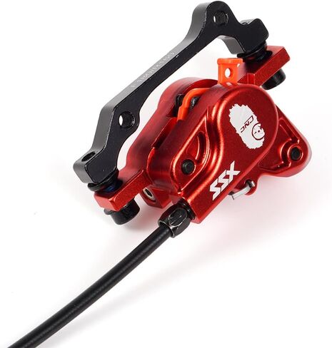 مجموعة فرامل قرص هيدروليكي CNC MTB، فرامل قرصية هيدروليكية للدراجة الجبلية الأمامية اليمنى 800 مم والخلفي الأيسر 1450 مم فرامل هيدروليكية، أسود/أحمر in Kuwait