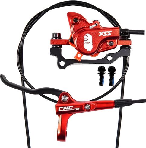 مجموعة فرامل قرص هيدروليكي CNC MTB، فرامل قرصية هيدروليكية للدراجة الجبلية الأمامية اليمنى 800 مم والخلفي الأيسر 1450 مم فرامل هيدروليكية، أسود/أحمر in Kuwait