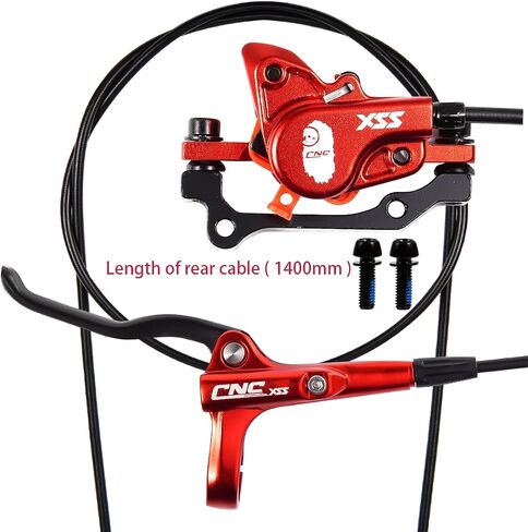 مجموعة فرامل قرص هيدروليكي CNC MTB، فرامل قرصية هيدروليكية للدراجة الجبلية الأمامية اليمنى 800 مم والخلفي الأيسر 1450 مم فرامل هيدروليكية، أسود/أحمر in Kuwait