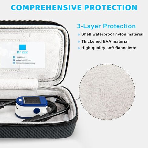 حقيبة حمل سماعة الطبيب الصلبة الكبيرة باللون الأزرق الداكن مع فتحة لبطاقة الهوية، حقيبة سماعة طبية من نسيج قطني طويل مقاومة للماء والصدمات متوافقة مع جميع سماعات الطبيب Littmann/ADC/Omron/MDF/Dixie EMS وملحقاتها (الجراب فقط) in Kuwait