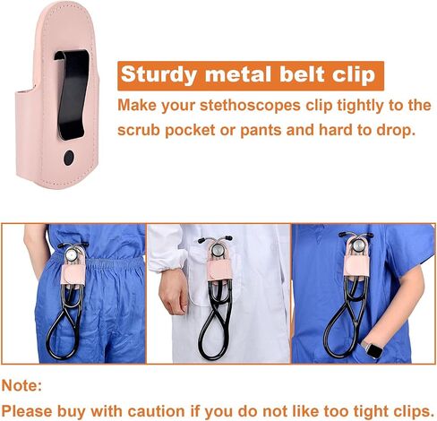 iGuerburn Leather Stethoscope Holder Hip Clip for Littmann & Most Stethoscopes, Stethoscope Clip Holster Accessories for Scrubs/Belt/Pocket, Black(Right-Handed) in Saudi Arabia