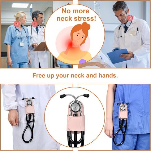 iGuerburn Leather Stethoscope Holder Hip Clip for Littmann & Most Stethoscopes, Stethoscope Clip Holster Accessories for Scrubs/Belt/Pocket, Black(Right-Handed) in Saudi Arabia