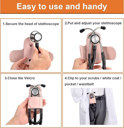 iGuerburn Leather Stethoscope Holder Hip Clip for Littmann & Most Stethoscopes, Stethoscope Clip Holster Accessories for Scrubs/Belt/Pocket, Black(Right-Handed) in Saudi Arabia