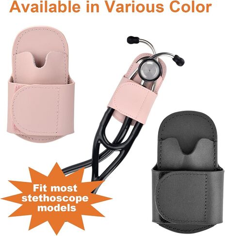 iGuerburn Leather Stethoscope Holder Hip Clip for Littmann & Most Stethoscopes, Stethoscope Clip Holster Accessories for Scrubs/Belt/Pocket, Black(Right-Handed) in Saudi Arabia
