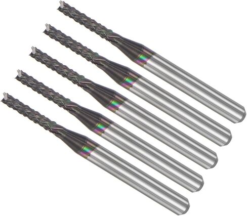 End Mill CNC Router Bits, 1/8" Shank 9.5mm Cutting 1.8mm Dia, Diamond Film Tungsten Carbide Milling Cutter Left Hand - (Applications: for CNC Drilling Engraving), 5-Pieces in Saudi Arabia