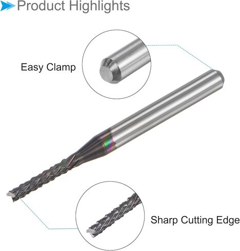 End Mill CNC Router Bits, 1/8" Shank 9.5mm Cutting 1.8mm Dia, Diamond Film Tungsten Carbide Milling Cutter Left Hand - (Applications: for CNC Drilling Engraving), 5-Pieces in Saudi Arabia