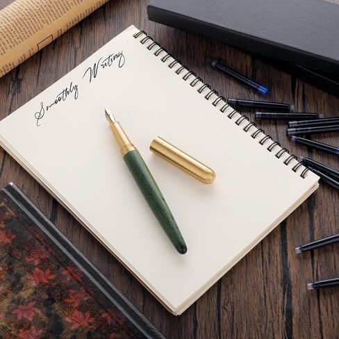 Luxury Wooden Fountain Pens Set, Fine Nib Wood Fountain Pen Vintage Wooden Pen with 12 2.6 mm Ink Cartridges and Gift Box for Journaling Business Office Supplies(B) in Saudi Arabia