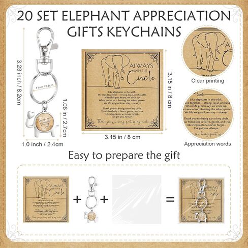Friendsgiving Elephant Gifts for Women Friend Keychains Bulk Thank You Cards for Bestie Thanksgiving Christmas in Saudi Arabia