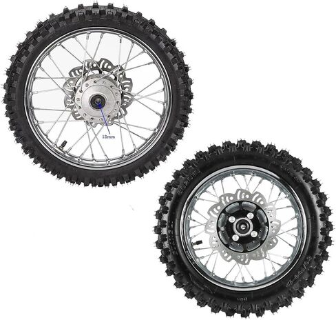 14" 12" Complete Front & Rear Wheel Assembly Set 60/100-14 & 80/100-12 Tire Rim Wheel with Brake Rotors, 420 Sprocket for Dirt Bike KX65 XR70 110cc 125cc Pit Bike in Saudi Arabia