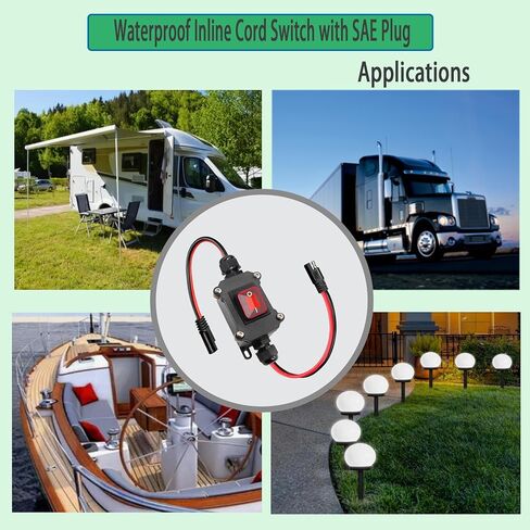 مفتاح الطاقة المضمن 12V ، مفتاح رأس الطاقة ، SAE إلى SAE مع مفاتيح تشغيل/إيقاف تشغيل مفاتيح توصيل/فصل سريع مناسبة للألواح الشمسية ، الدراجات النارية ، المعسكر ، إلخ (SAES LS). in Kuwait