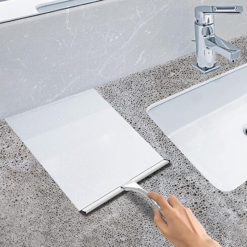 Stainless Steel Shower Squeegee for Shower Glass Door with Adhesive Hooks, Bathroom Cleaner Tool Household Window Mirror Squeegee, Cleaning Tile Wall, Car, 10 Inch Silver in Saudi Arabia
