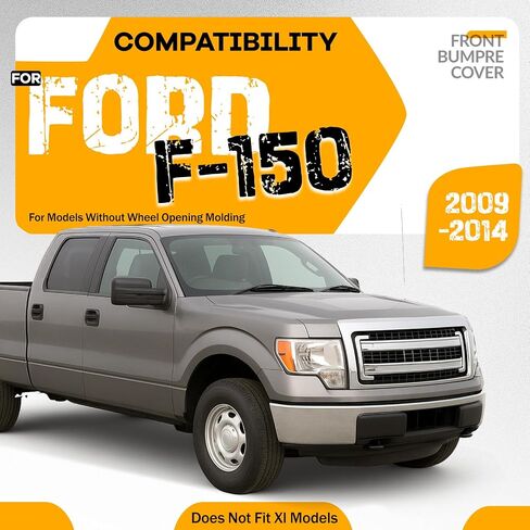 غطاء الوفير العلوي الأمامي في Kuafu متوافق مع 2009-2014 Ford F150 F-150 W/O فتح العجلة PP PP Plastic Planted Matte Black Placet in Saudi Arabia