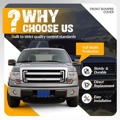 غطاء الوفير العلوي الأمامي في Kuafu متوافق مع 2009-2014 Ford F150 F-150 W/O فتح العجلة PP PP Plastic Planted Matte Black Placet in Saudi Arabia