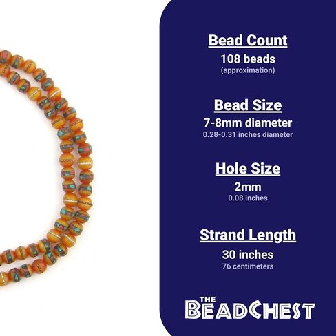 The Bead Chest Mala Meditation Beads - 108 Inlaid Prayer Beads for Yoga, Necklace, Jewelry (8mm, Rudraksha) in Saudi Arabia