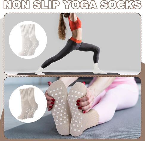 Geyoga 6 أزواج جوارب النعال الحرارية مع قبضة الشتاء سميكة دافئة مضاد للانزلاق الجوارب جوارب التزلج على الجوارب للنساء Pilate اليوغا هدايا عيد الميلاد in Saudi Arabia