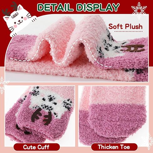 Sandsuced Fuzzy Fluffy Warm Slipper Socks for Women Winter Cozy Thick Cute Crew Sleep Comfy Fleece Christmas Socks 5 Pairs in Kuwait