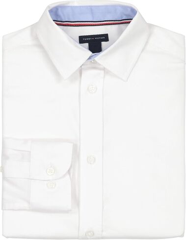 Tommy Hilfiger Boys' Long Sleeve Solid Twill Dress Shirt, Collared Button-Down with Chest Pocket, Regular Fit in Saudi Arabia