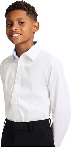 Tommy Hilfiger Boys' Long Sleeve Solid Twill Dress Shirt, Collared Button-Down with Chest Pocket, Regular Fit in Saudi Arabia