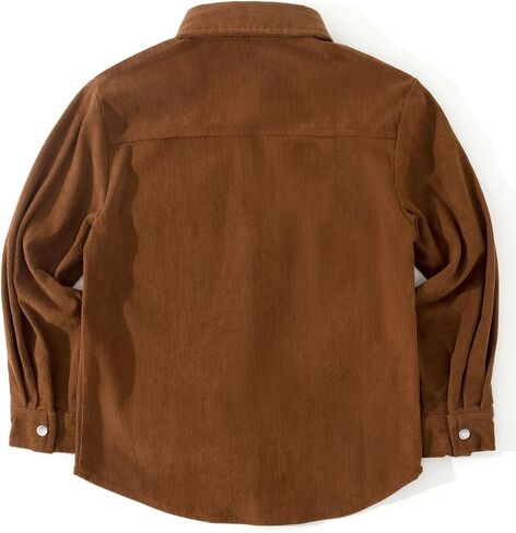 Spring & Gege Boys Long Sleeve Corduroy Dorts Western Pearl Snap Shacket مع جيوب رفرف in Saudi Arabia