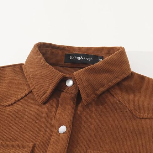 Spring & Gege Boys Long Sleeve Corduroy Dorts Western Pearl Snap Shacket مع جيوب رفرف in Saudi Arabia