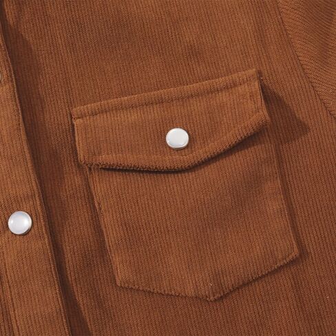 Spring & Gege Boys Long Sleeve Corduroy Dorts Western Pearl Snap Shacket مع جيوب رفرف in Saudi Arabia