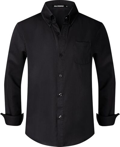 A & J Design Boys Button Down Long Sleeve Dress Shirt Kids Italial Easter Mode Solid Slared Shirt مع جيب الصدر in Saudi Arabia