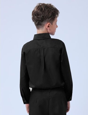 A & J Design Boys Button Down Long Sleeve Dress Shirt Kids Italial Easter Mode Solid Slared Shirt مع جيب الصدر in Saudi Arabia