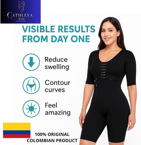 Fajas Colombianas Stage 1 Full Body Post Surgery Shapewear – Long Sleeve Compression BBL Tummy Tuck in Saudi Arabia