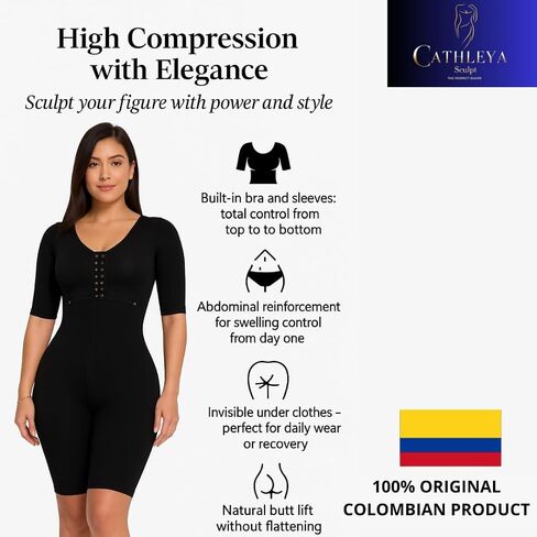 Fajas Colombianas Stage 1 Full Body Post Surgery Shapewear – Long Sleeve Compression BBL Tummy Tuck in Saudi Arabia